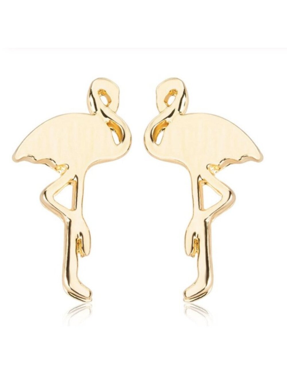 Flamingo Bird Small Yellow Gold Stud Earrings